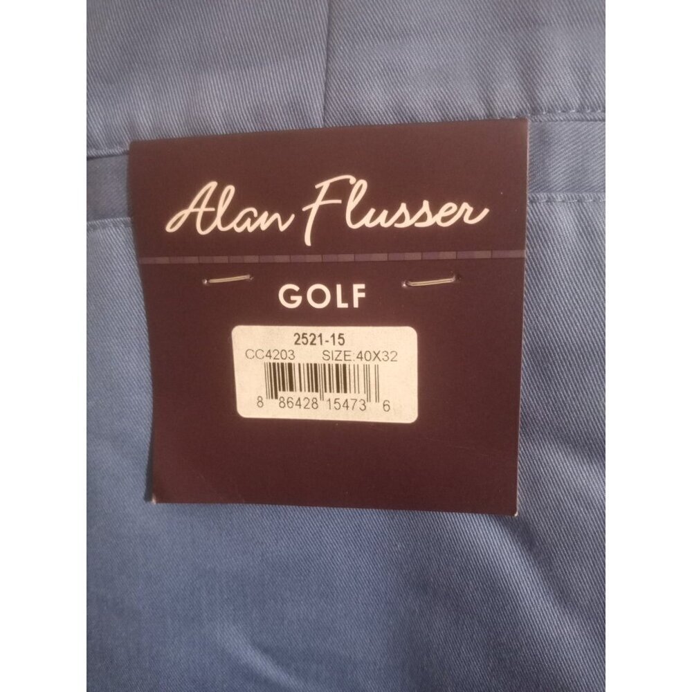 New Alan Flusser Golf Mens Blue Golf Flat Front Pants Size: 40 x 32 NWT - Picture 4 of 9
